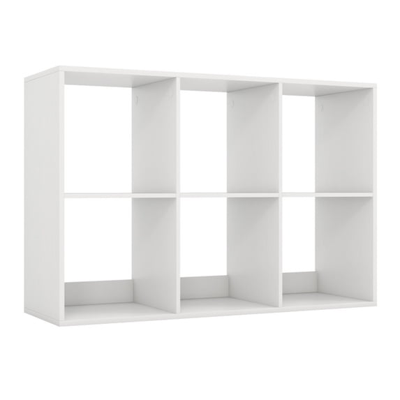 Furnibear 6 Cube Bookshelf with Back Guardrail for Living Room Bedroom White, 41" x 13" x 27.5" - Open Storage Display Rack for Home Office