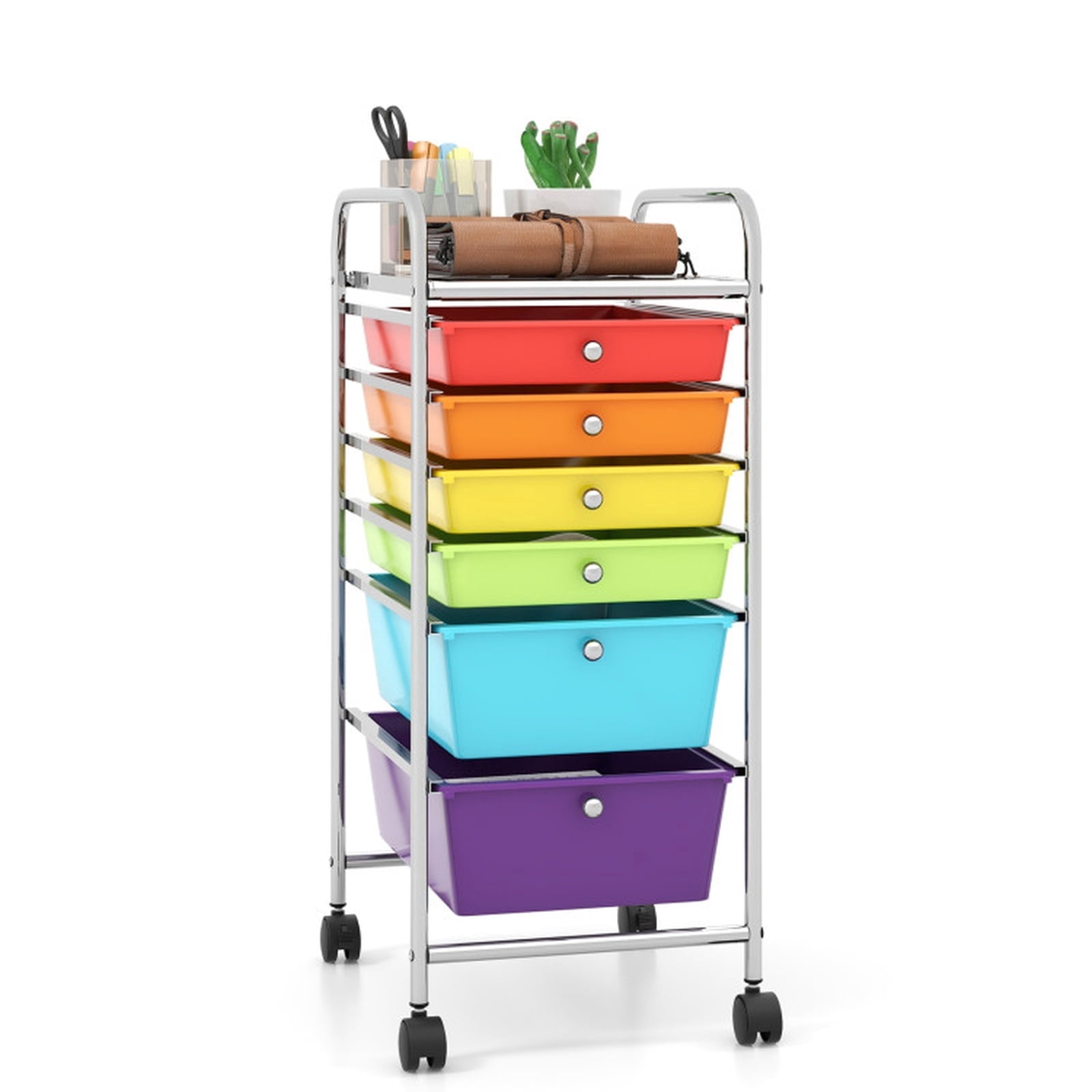 Furnibear 6 Drawers Rolling Storage Cart Organizer Multi for Home Office Craft Room Classroom, Multicolor