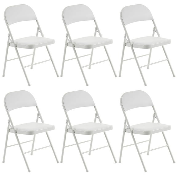 Furnibear 6 Pack Folding Chairs, Leather Padded Cushion Chairs with Comfortable Cushion and Stainless Steel Frame for Home and Office, for Indoor and Outdoor Events,White