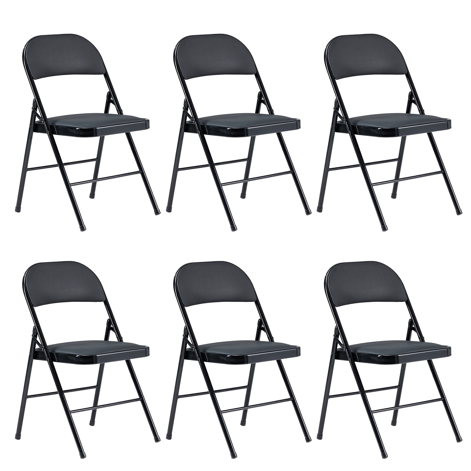 "Furnibear Folding Chairs, Leather Padded Cushion Chairs, Stainless Steel Frame, 450 lbs Capacity, 30.3""x17.7"
