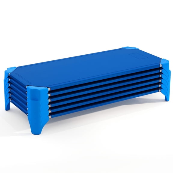 Furnibear 6 Pack Stackable 52 Inch Kids House-Shaped Wooden Bed Frame, Blue