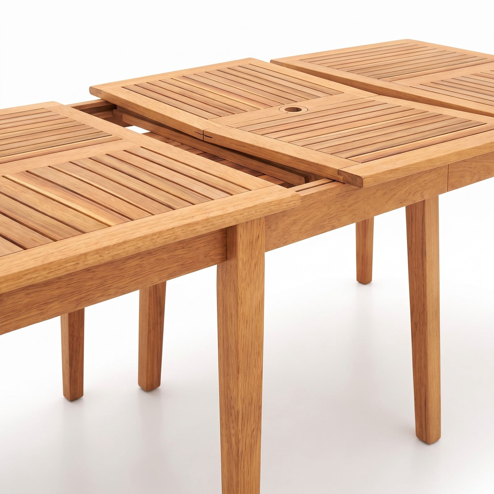 Furnibear 6 Person Acacia Wood Rectangular Outdoor Bistro Dining Table with Reserved Umbrella Hole for Patio Backyard, Natural