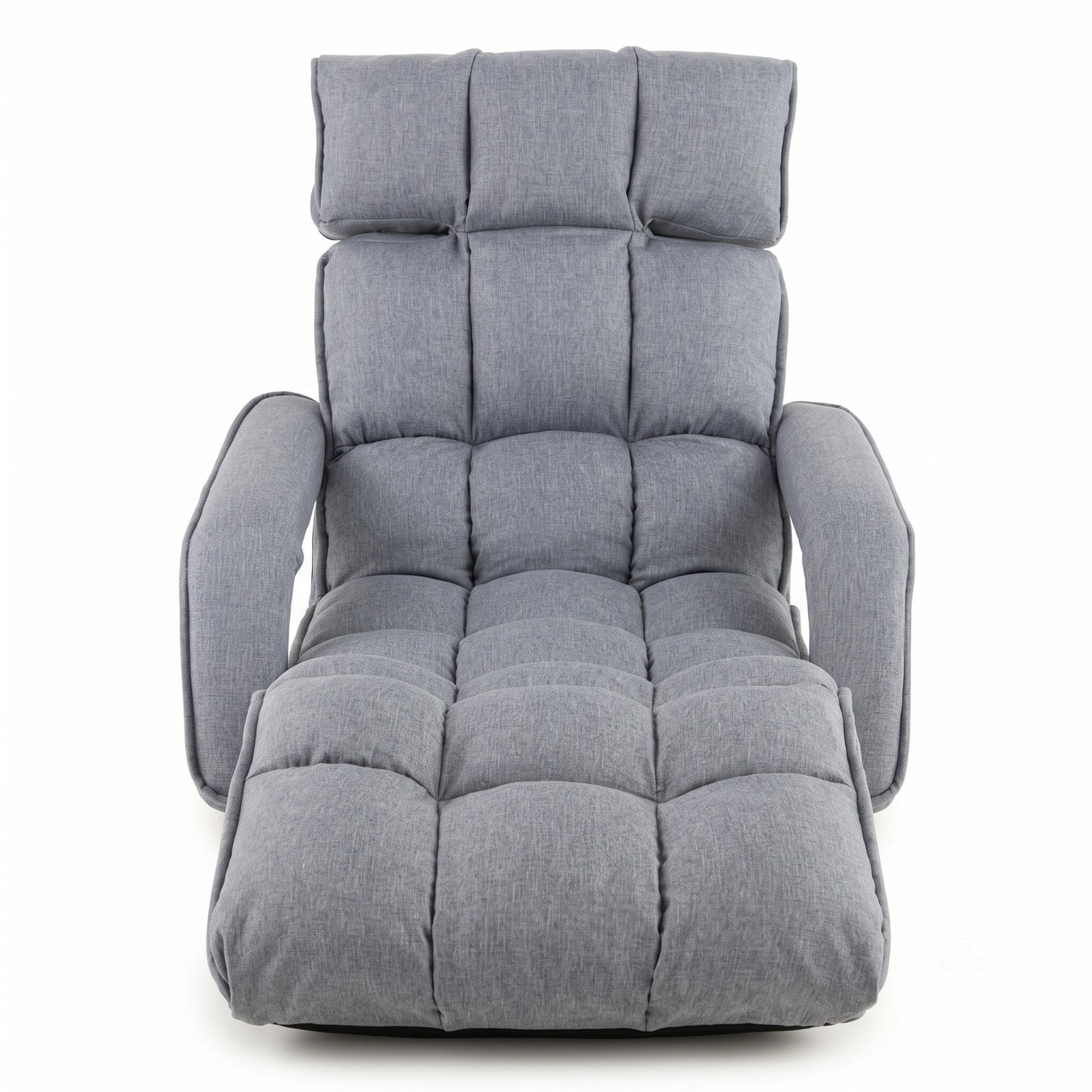 Furnibear 6-Position Adjustable Floor Chair, Foldable Lazy Sofa Recliner with Adjustable Armrests and Footrest, Padded Gaming Floor Sofa Bed for Living Room, Gray