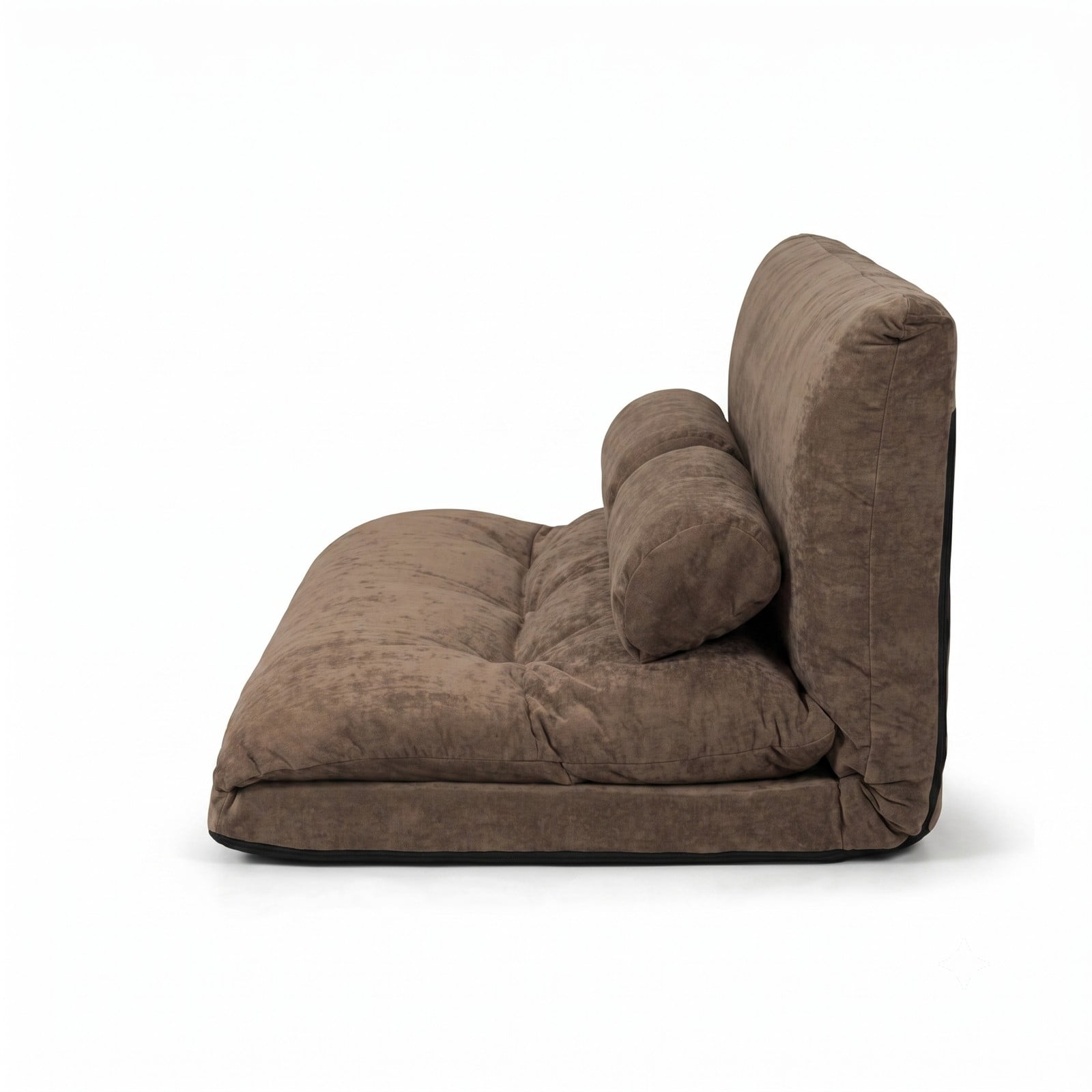 Furnibear 6-Position Adjustable Floor Sofa Bed, Foldable Sleeper Lounge Couch with 2 Pillows, Padded Corduroy Recliner Chair for Living Room Bedroom, 330, Coffee Brown