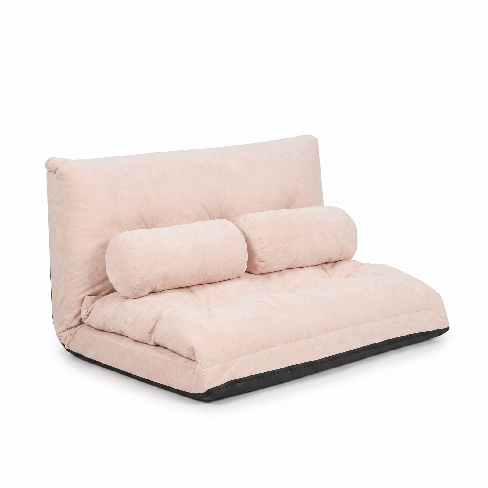 Furnibear 6-Position Adjustable Floor Sofa Bed, Foldable Sleeper Lounge Couch with 2 Pillows, Padded Corduroy Recliner Chair for Living Room Bedroom, 330 lbs, Beige