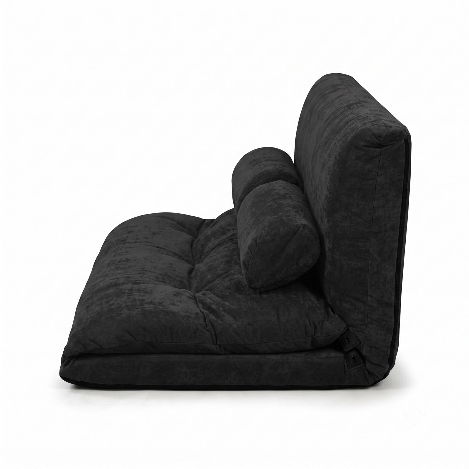 Furnibear 6-Position Adjustable Floor Sofa Bed, Foldable Sleeper Lounge Couch with 2 Pillows, Padded Corduroy Recliner Chair for Living Room Bedroom, 330 lbs, Black