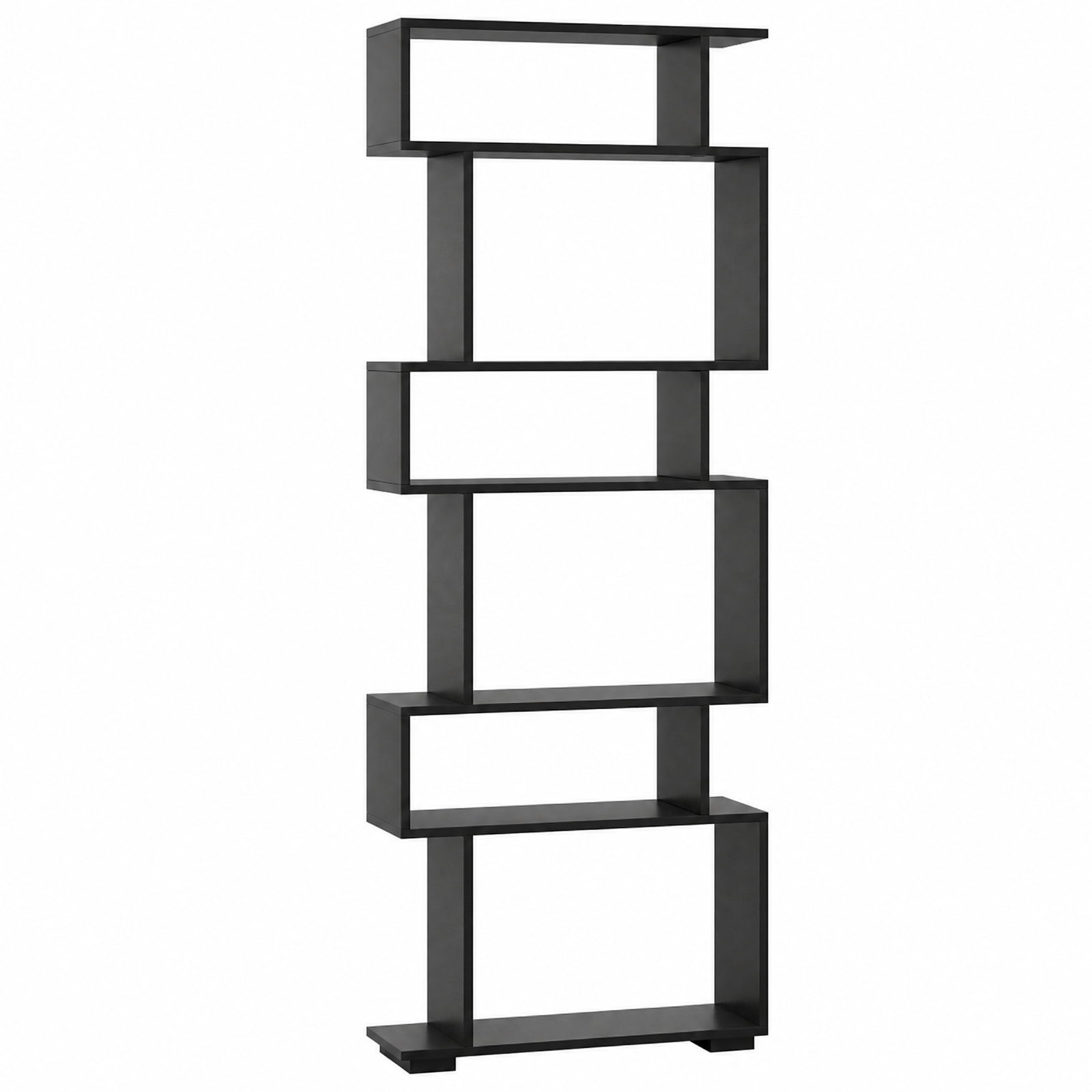 Furnibear 6-Tier Geometric Bookshelf with 2 Anti-Tipping Kits for Home Office for Living Room Home Office Bedroom Display Storage Shelf, Black