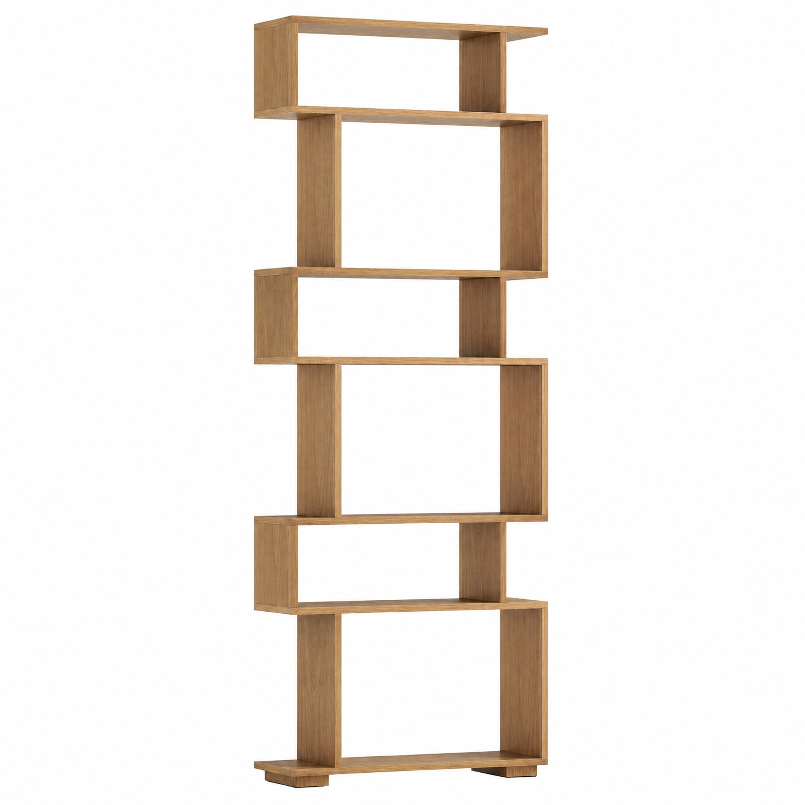 Furnibear 6-Tier Geometric Bookshelf with 2 Anti-Tipping Kits for Home Office for Living Room Home Office Bedroom Display Storage Shelf, Natural