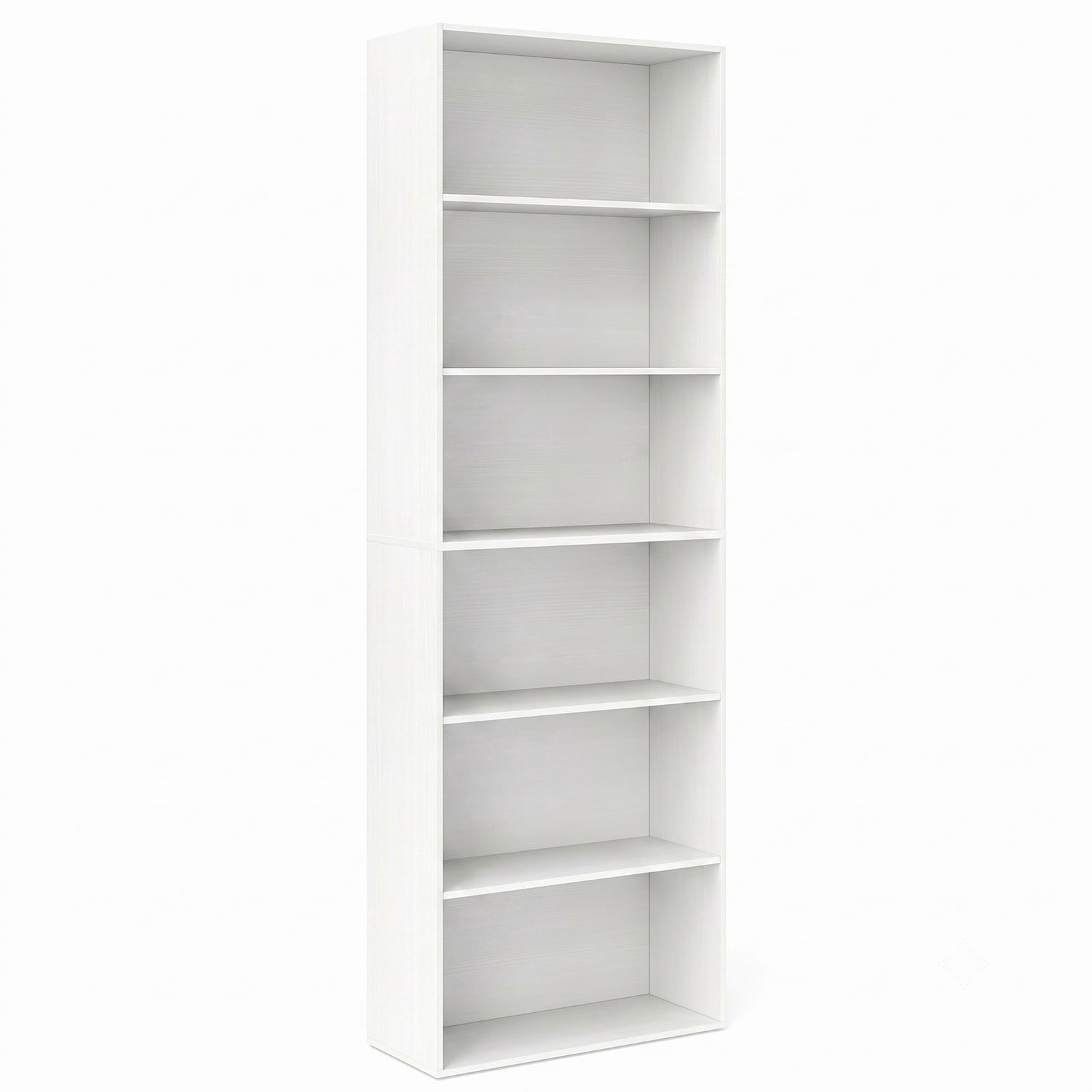 Furnibear 6-Tier Tall Bookcase with 6 Open Shelves, Freestanding Wood Bookshelf Storage Organizer with Anti-Toppling Kits for Living Room Study Home Office, White