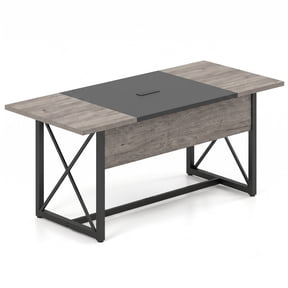 Furnibear 6FT Conference Table with Power Outlets, Seats 6-8 People, Rectangular Office Meeting Table with USB & Type-C Charging, Wood Grain Boardroom Desk, Natural