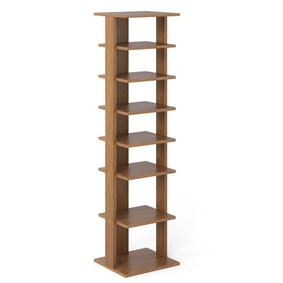 Furnibear 7-Tiers Vertical Wooden Space Saving Shoe Rack for Front Door for Entryway Hallway Closet, Natural