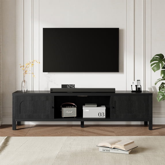 Furnibear 70" Modern TV Stands for 65 70 Inches TV, Media Console, with TV Entertainment Center with Cabinet Storage for Bedroom Living Room,Black