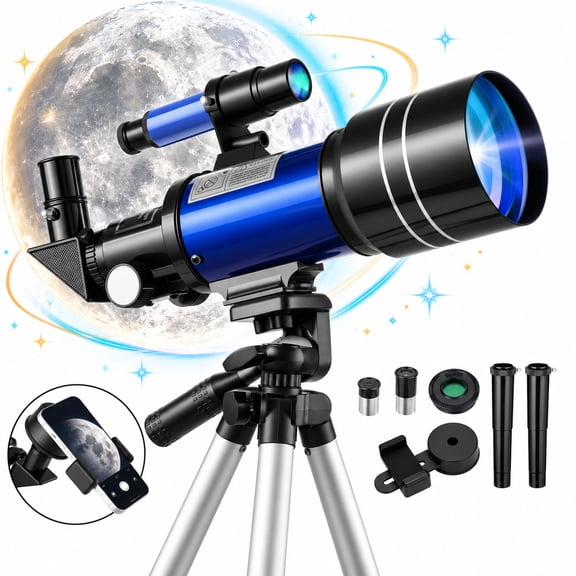 Furnibear 70mm Refractor Telescope for Adults and Kids with Tripod and Phone Adapter, Blue