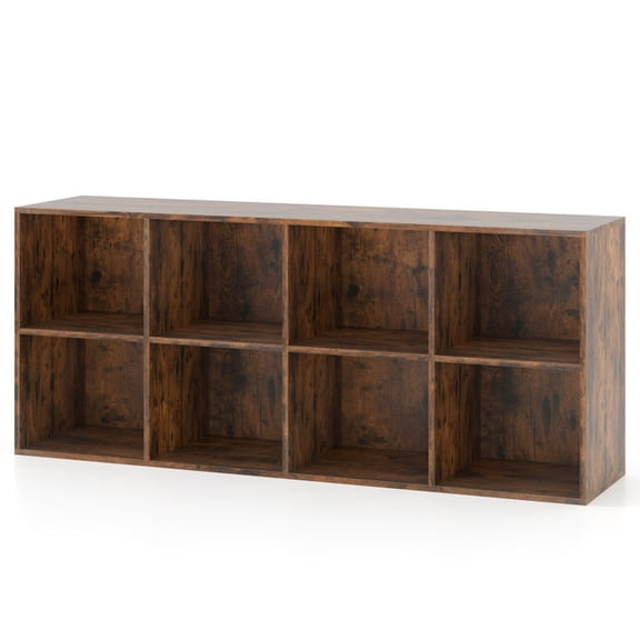 Furnibear 8-Cube Bookcase Bookshelf with 2 Anti-Tipping Kits Storage Organizer Rustic Brown, 48" x 11.5" x 24"