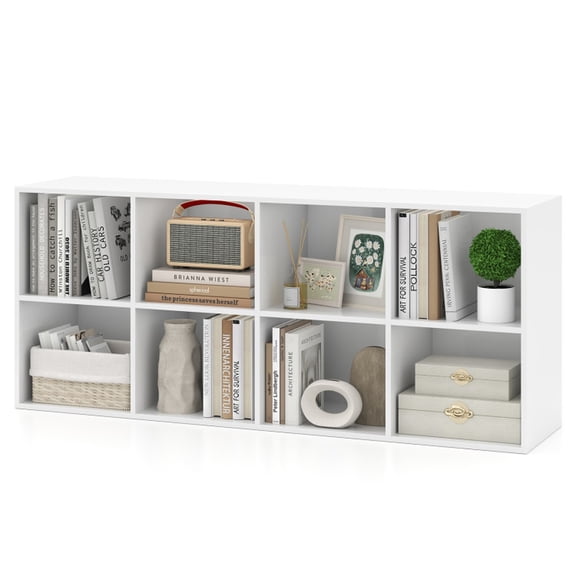 Furnibear 8-Cube Bookcase Bookshelf with 2 Anti-Tipping Kits Storage Organizer White, 48" x 11.5" x 24"
