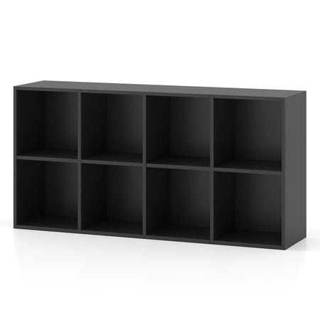 Furnibear 8-Cube Bookcase Bookshelf with 2 Anti-Tipping Kits and Wide Countertop Freestanding Wood Storage for Living Room and Study, Black