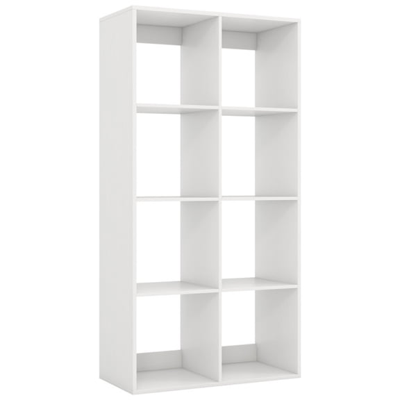 Furnibear 8 Cube Bookshelf with Back Guardrail for Living Room Bedroom White, 27.5" x 13" x 54" - Open Storage Display Rack for Home Office