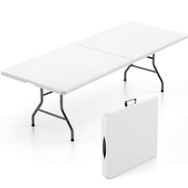 Furnibear 8 Foot Folding Table for Indoor and Outdoor Events, Portable Foldable Table with Sturdy Steel Legs, White