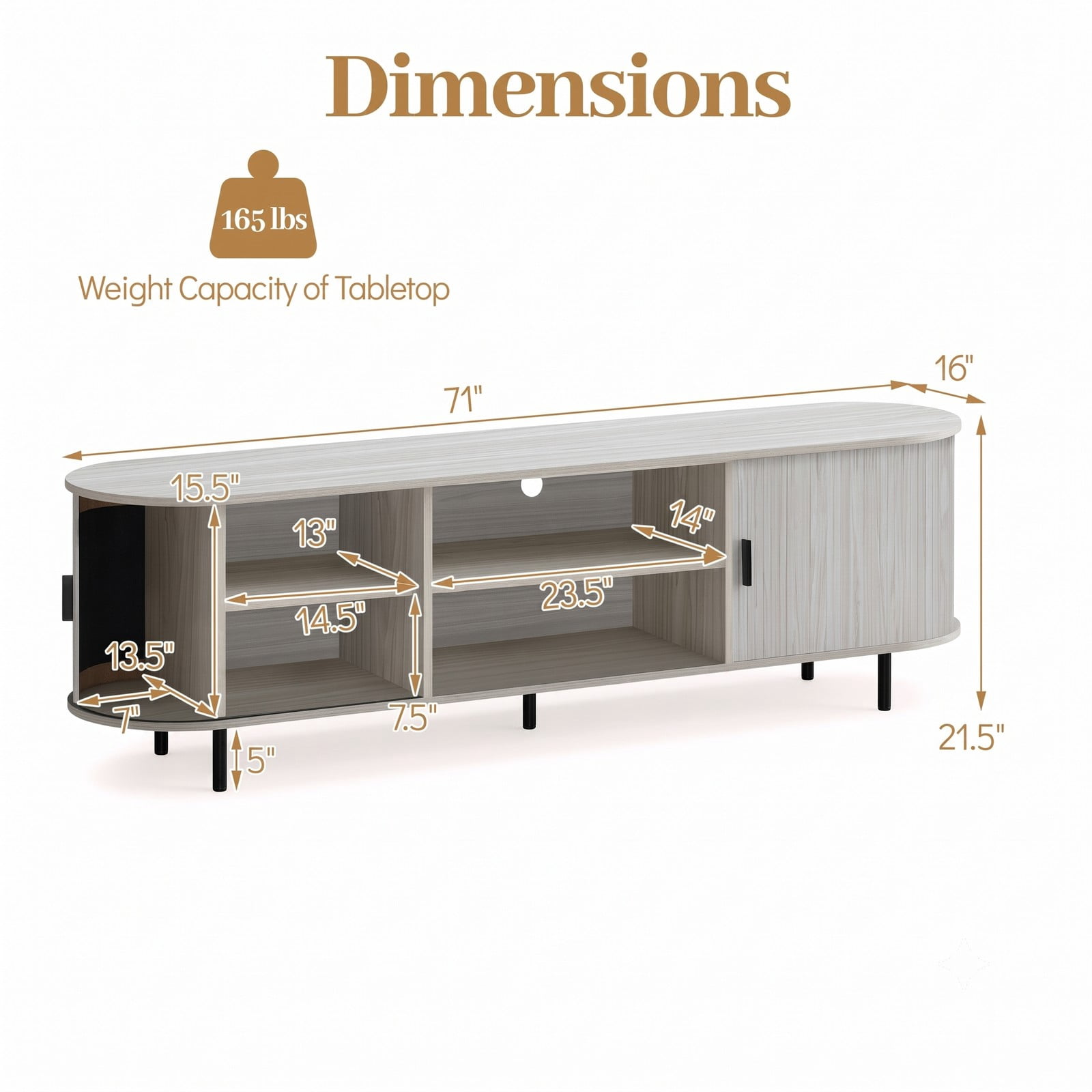Furnibear 80 Inch TV Stand Mid Century Modern Entertainment Center with Fluted Sliding Doors, Wood Media Console with Storage Cabinets for Living Room, Natural