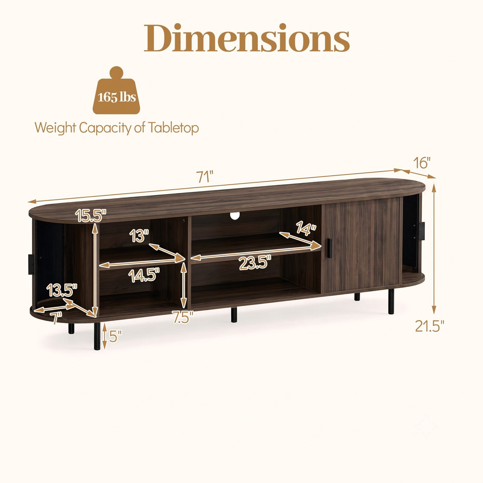 Furnibear 80 Inch TV Stand Mid Century Modern Entertainment Center with Fluted Sliding Doors, Wood Media Console Table with Storage Shelves for Living Room, Walnut