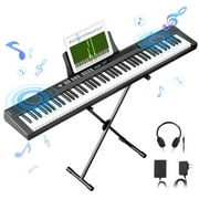 Furnibear 88 Key Piano Keyboard Semi Weighted Electric Keyboard Piano with Stand, Pedal, Headphones, Carrying Case, White