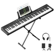 Furnibear 88 Key Piano Keyboard Semi Weighted Electric Keyboard Piano with Stand, Pedal, Headphones, Carrying Case, Black