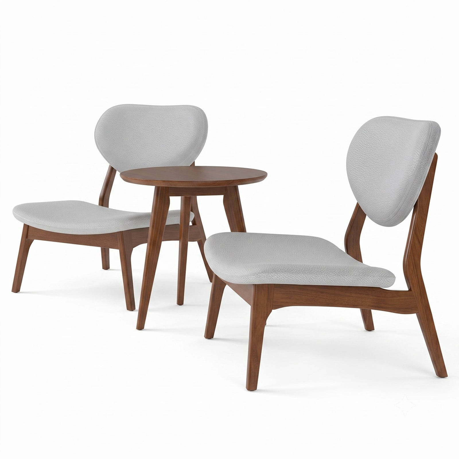 Furnibear Accent Chairs Set of 2 with Side Table, Solid Wood Frame Lamb Velvet Upholstered Armchairs, 105 Degree Backrest Reading Club Chairs for, Walnut and Gray