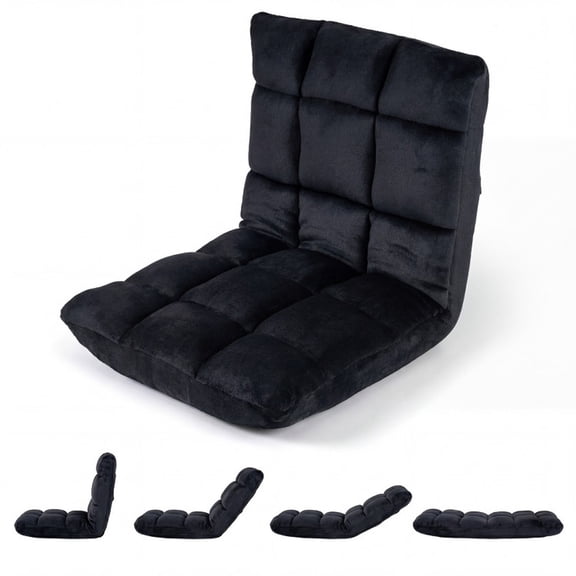 Furnibear Adjustable 14-Position Floor Chair Folding Lazy Gaming Sofa Chair, 200 lbs Capacity, Black