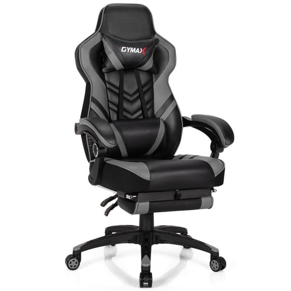 Furnibear Adjustable Gaming Chair with Footrest for Home Office Reclining Ergonomic High Back Racing Computer for Study, Gray