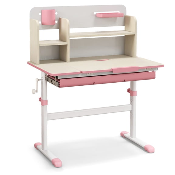 Furnibear Adjustable Tilt Desktop Bear-Themed Toddler Art Center, Pink