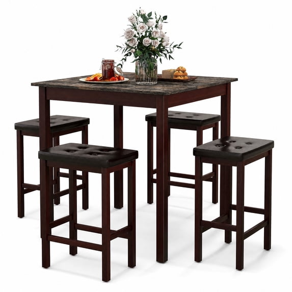 Furnibear Bar Stools 5-Piece Bar Table Set Counter Height Dining Table ...