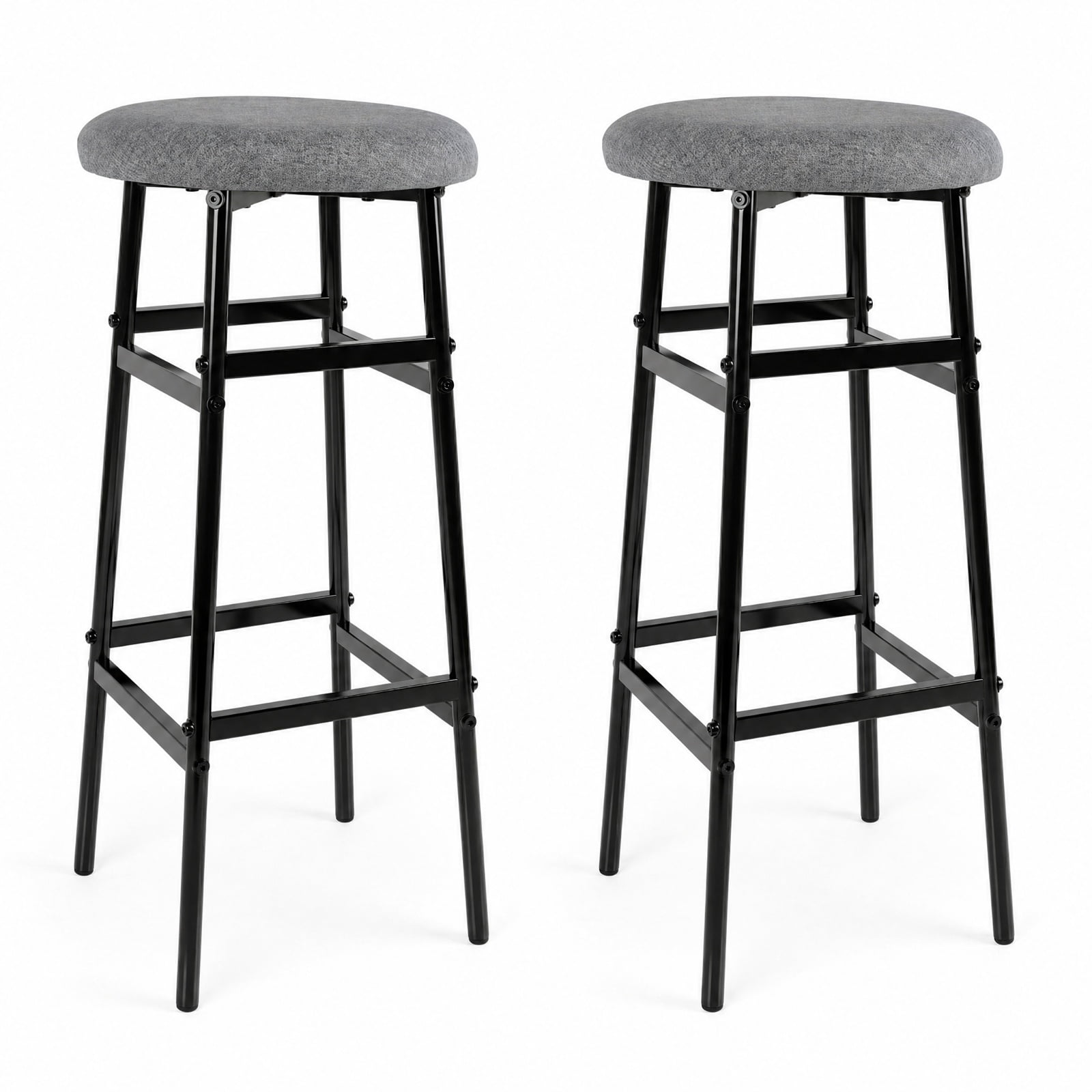 Furnibear Bar Stools Set of 2 with Sturdy Metal Frame and Footrest for Kitchen
