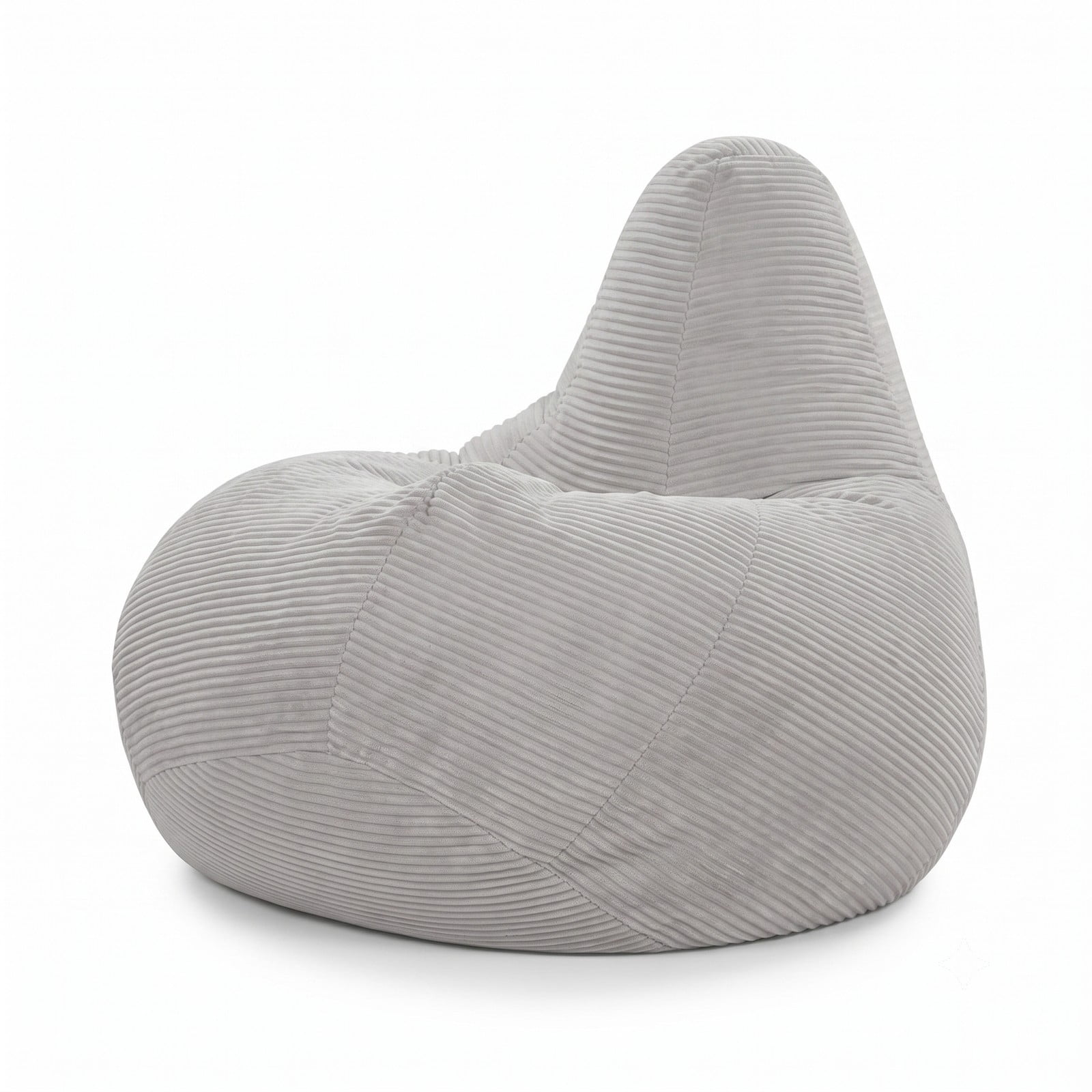 Furnibear Bean Bag Chair for Adults, Corduroy Lazy Lounger Accent Sofa with Soft Sponge Filling, Skin-Friendly Cover, Ergonomic Reading Gaming Seat for Bedroom, Gray