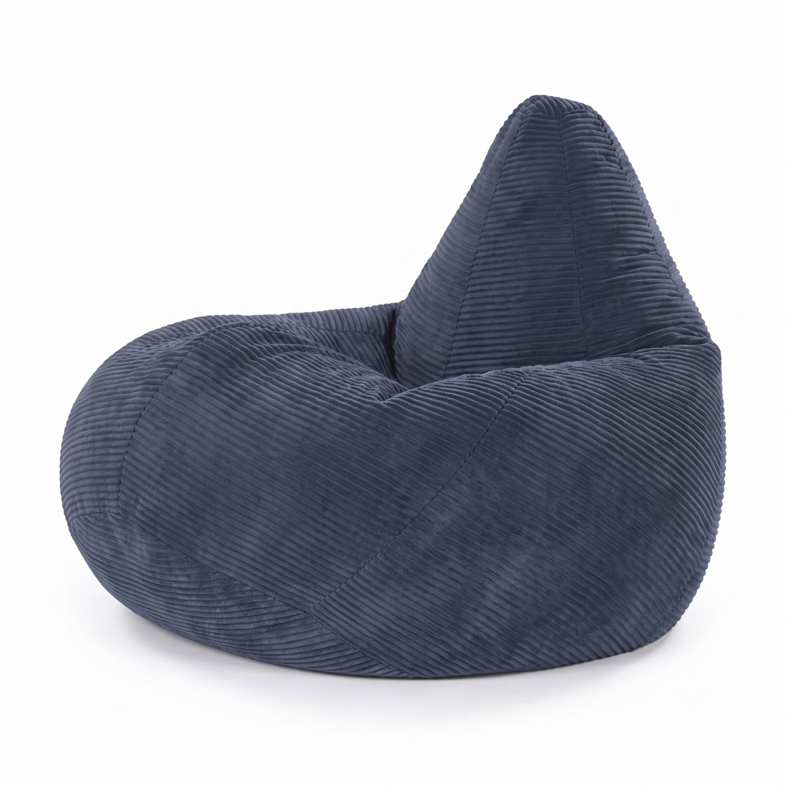 Furnibear Bean Bag Chair for Adults, Corduroy Lazy Lounger Accent Sofa with Soft Sponge Filling, Skin-Friendly Cover, Ergonomic Reading Gaming Seat for Living, Blue