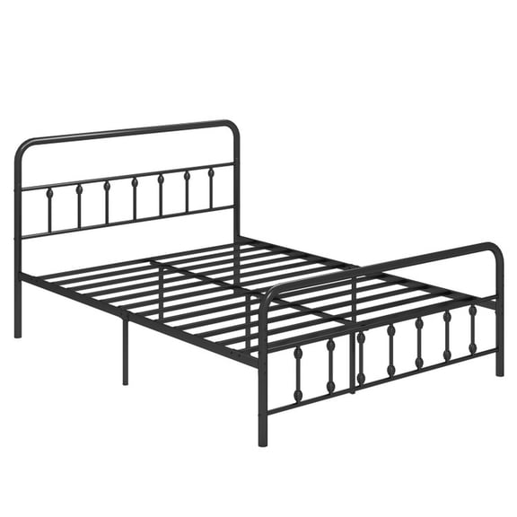 Furnibear Bed Frame with Headboard and Under Bed Storage Black, Queen Size - King - Sturdy Wooden Platform with Headboard