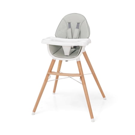 Furnibear Baby High Chair with Dishwasher Safe Tray and Beech Wood Frame for Feeding Toddlers a convertible highchair built for babies, Gray