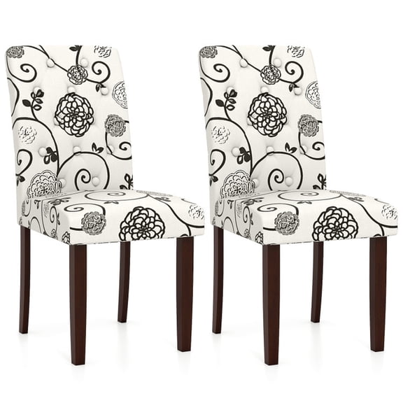 Furnibear Button Tufted Fabric Upholstered Wooden Dining Chair Set of 2 with High Curved Back with Upholstered and Comfortable Design, 37" Size, Beige