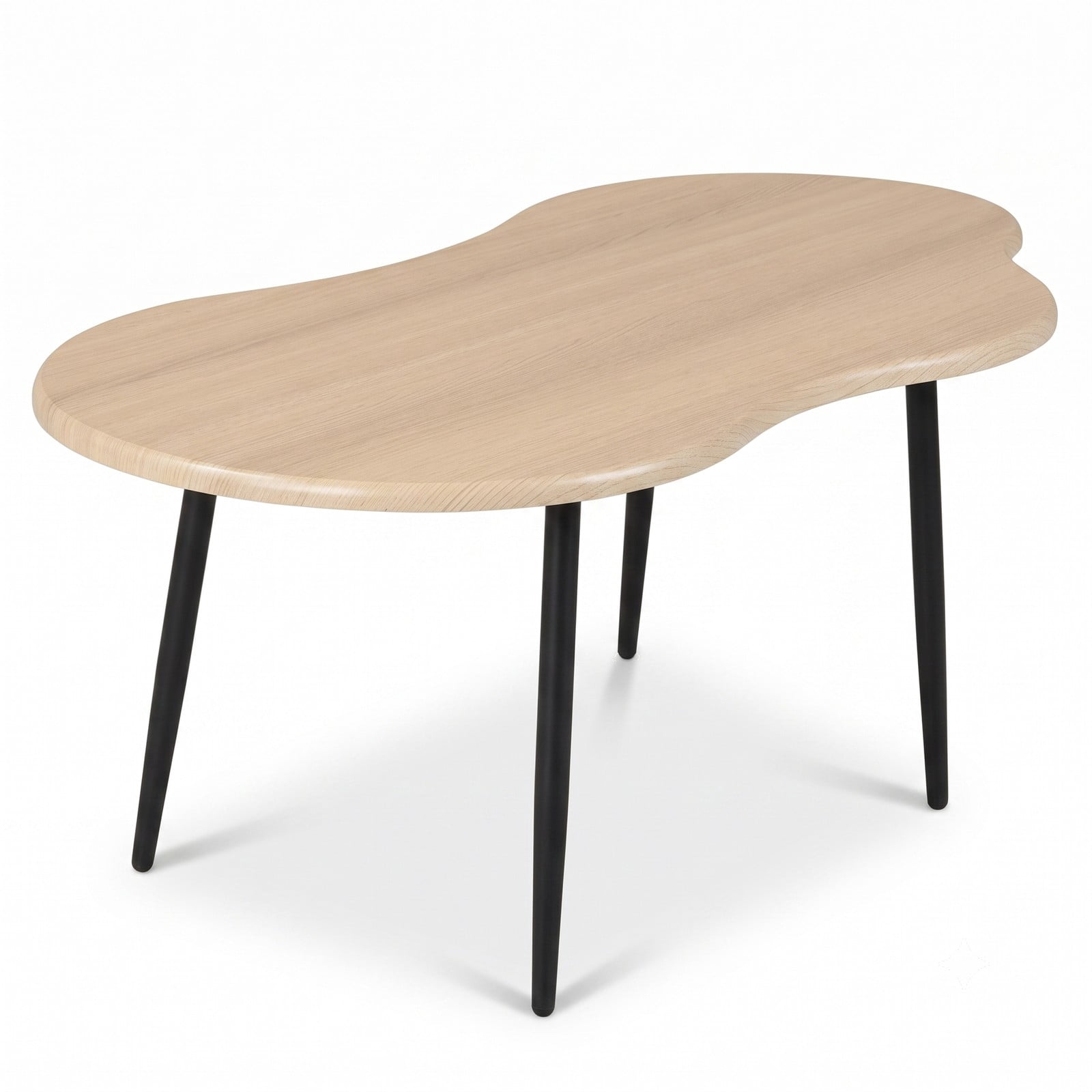 Furnibear Cloud Shape Coffee Table, 39.5 Inch Irregular Free Form Center Table with Sturdy Metal Frame, Wide Engineered Wood Top Accent Side Table for Living, Natural