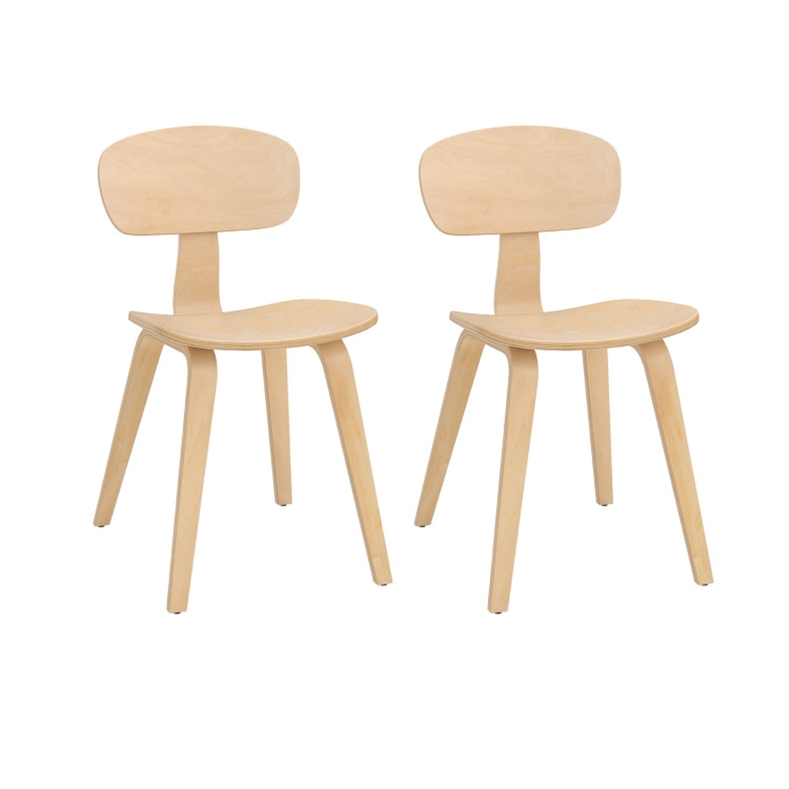 Furnibear Modern Bentwood Dining Chairs Set of 2 with Wide Seat and Sturdy Rubber Wood Legs for Kitchen and Dining Room, Natural