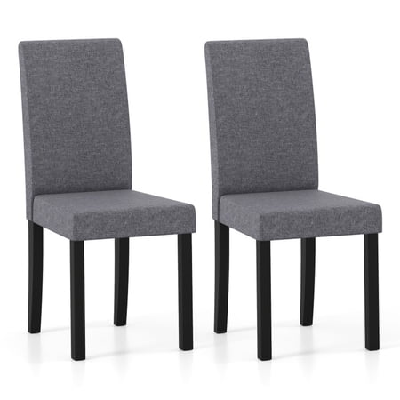 Furnibear Mid Century Modern Upholstered Parson Dining Chairs Set of 2 with Faux Linen Padded Seat and Rubber Wood Legs for Kitchen, Slate Gray