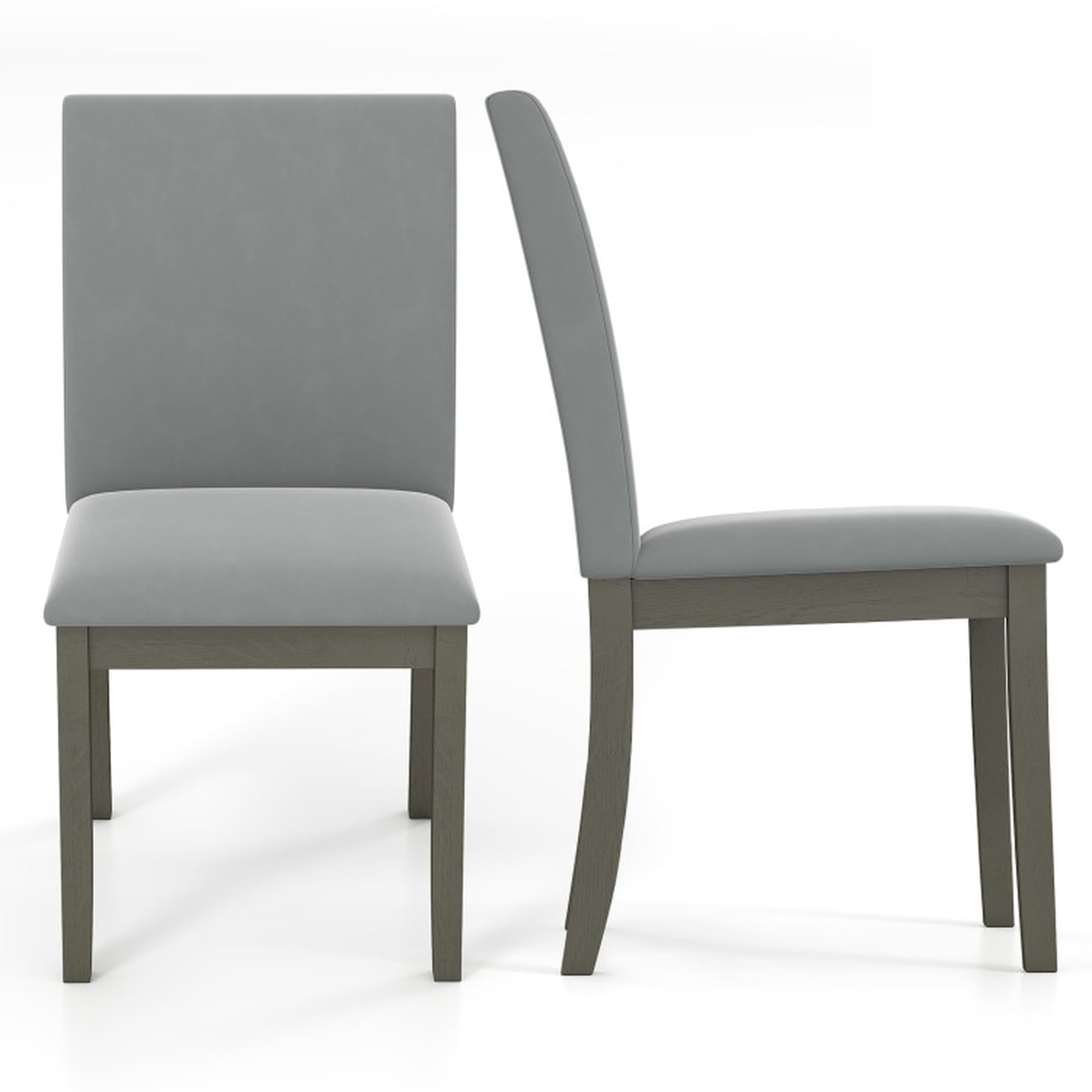 Furnibear High Back Velvet Dining Chairs Set of 2 with Padded Seat and Rubber Wood Legs for Kitchen and Dining Room, Gray