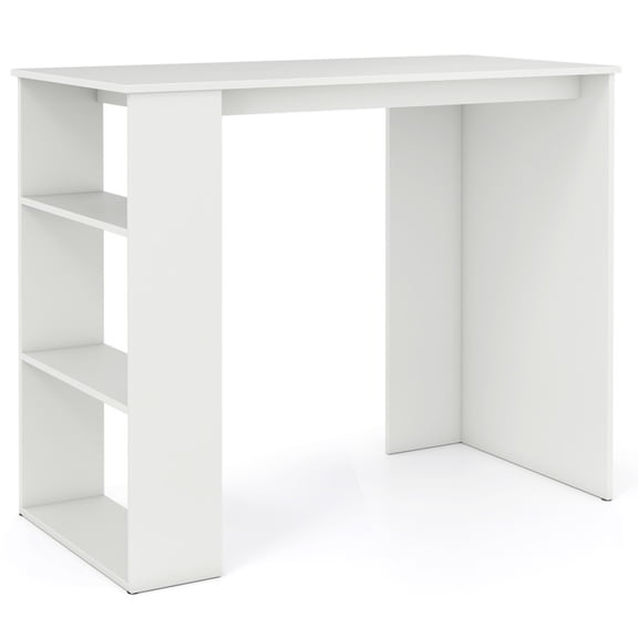Furnibear Computer Desk with Bookshelf for Small Space, White