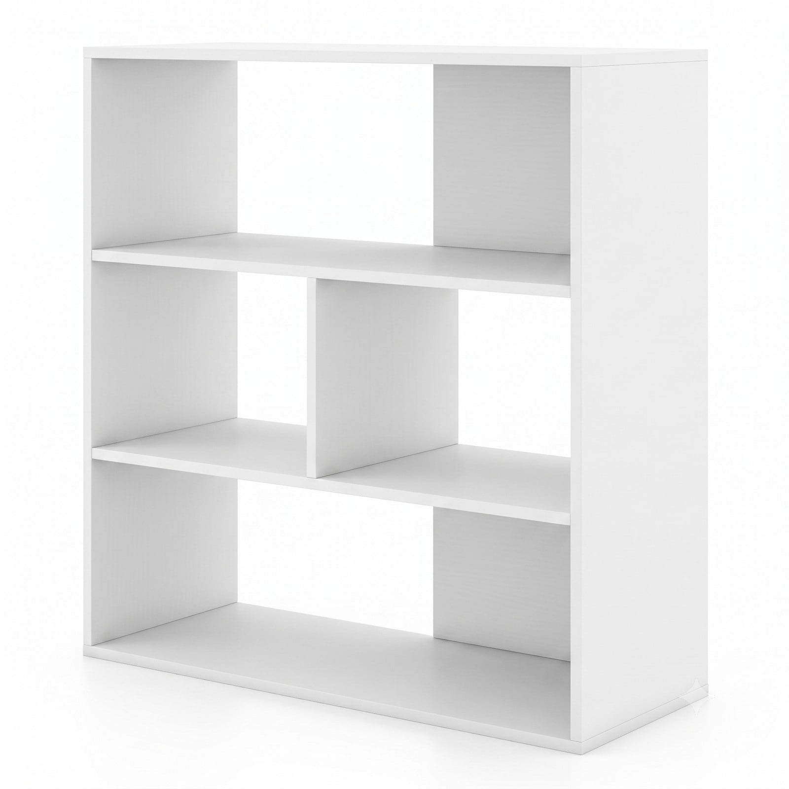 Furnibear Concave Geometric Bookshelf, 3-Tier Open Bookcase with Anti-Tipping Kit for Living Room Bedroom Study Office, Freestanding Display Storage Shelf Unit, White