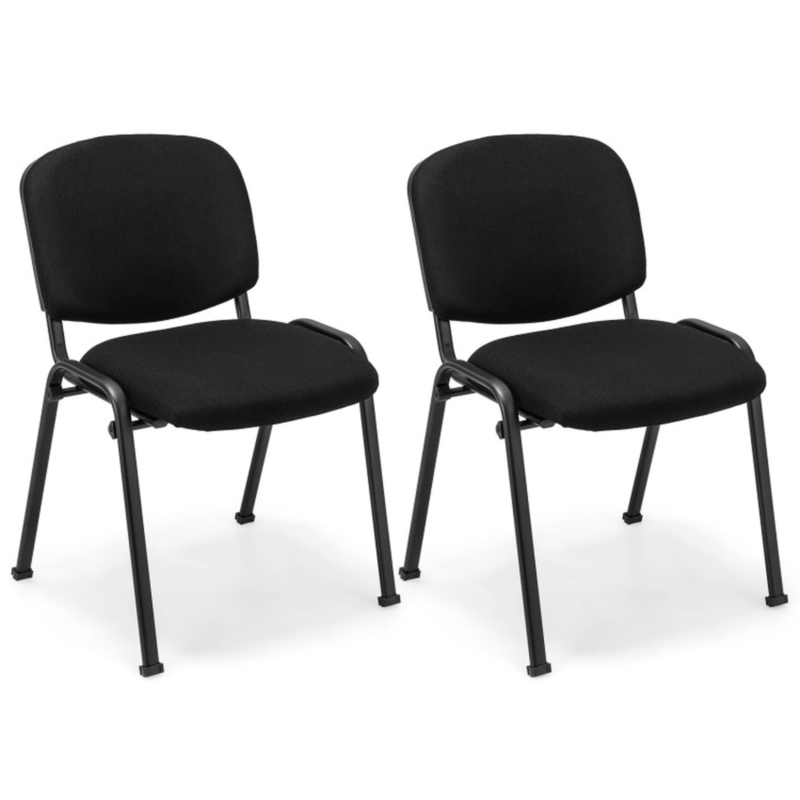 Furnibear Conference Chair Set of 5, Stackable Reception Office Guest Chair with Linen Padded Seat and Metal Frame for Meeting Waiting Room, Black