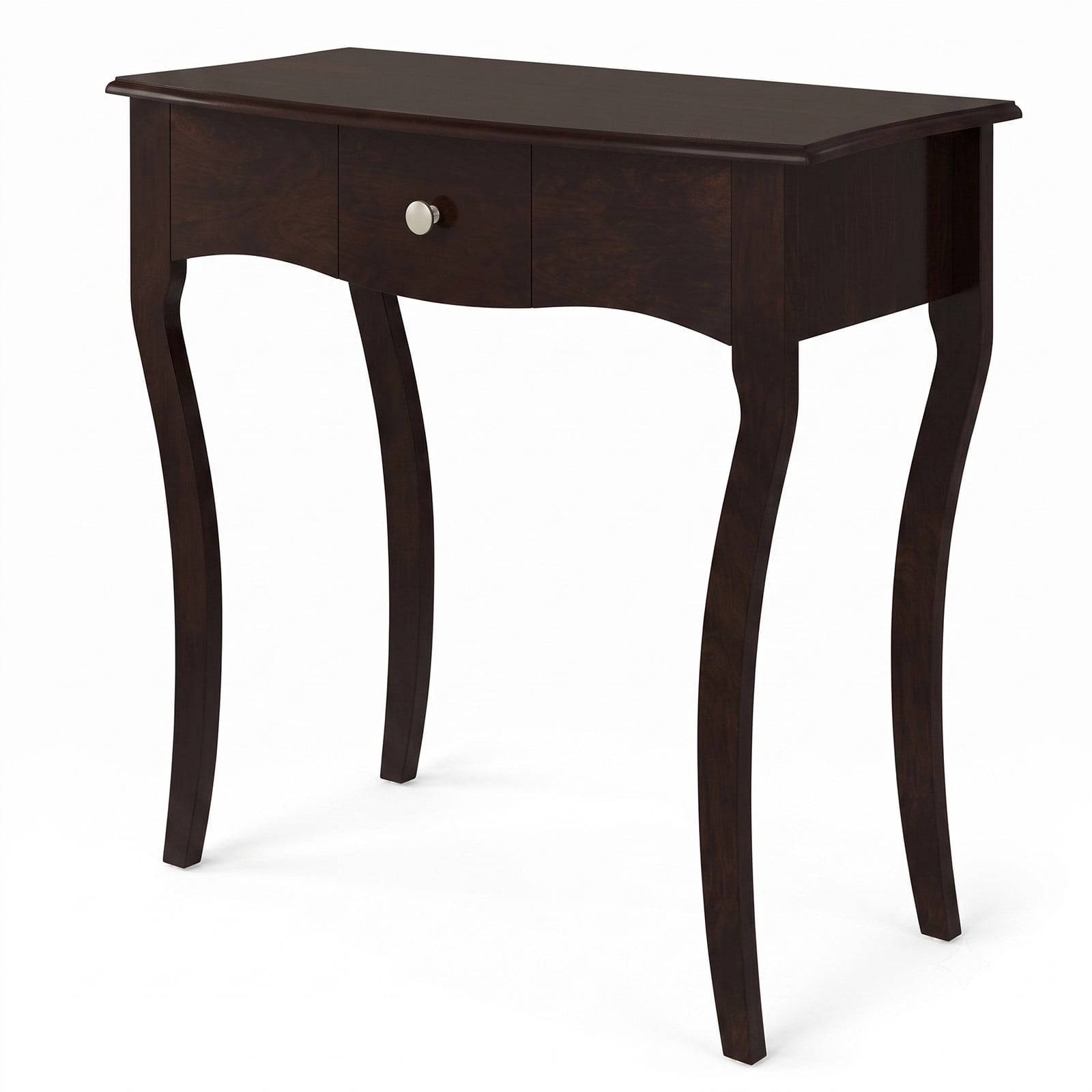 Furnibear Console Table with Storage Drawer and Solid Wood Frame and Curved Cabriole Legs for Entryway and Hallway, Espresso