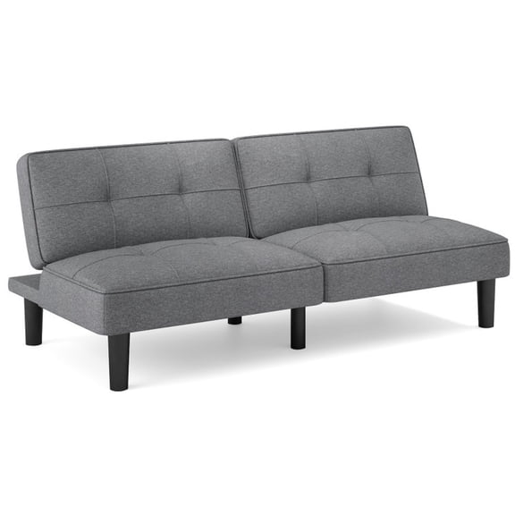 Furnibear Convertible Futon Sofa Bed with 6-Position Adjustable Backrest, Folding Sleeper Couch for Living Room Apartment Small Space, Gray