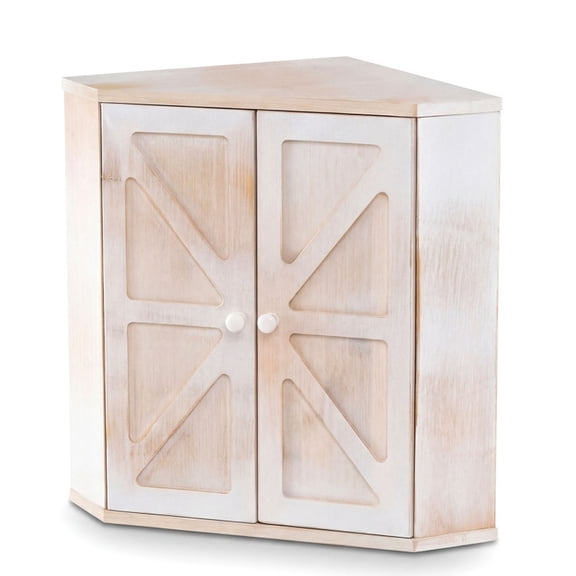 Furnibear Corner Bread Box for Kitchen Countertop Bamboo 2-Tier with Adjustable Shelves for Kitchen Dining Room - White
