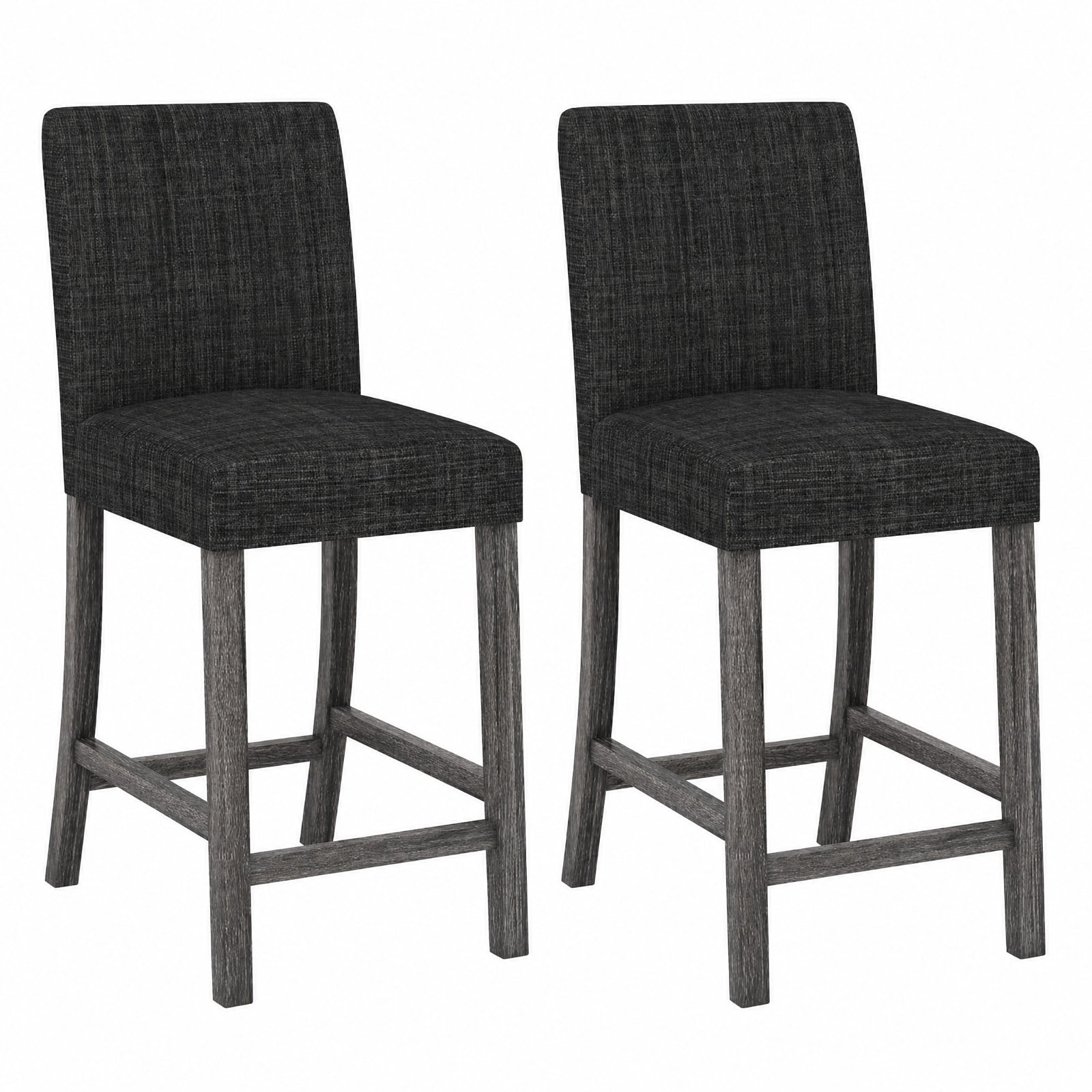 Furnibear Counter Height Bar Stools Set of 2 with Back and Footrest for Kitchen Island Counter Bar Pub Dining Home, Gray