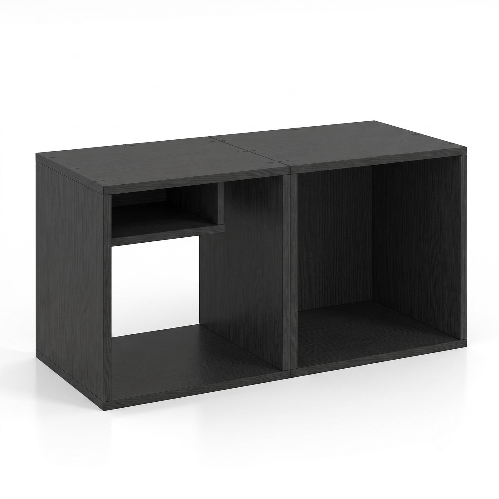 Furnibear Cube Storage Organizer Set of 2, Stackable Modular Bookcase Cubby Shelf for Living Room Bedroom Study Office, Wood Display Bookshelf with Anti-Tip, Black