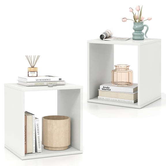 Furnibear Cube Storage Organizer Set of 2 White, 15" x 13" x 30" - Open Storage Display Rack for Home Office